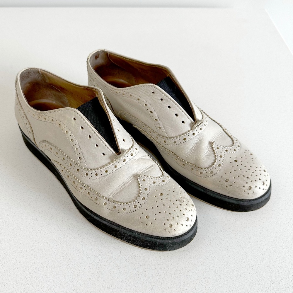 Rag & Bone Laceless Oxford Loafers in Cream